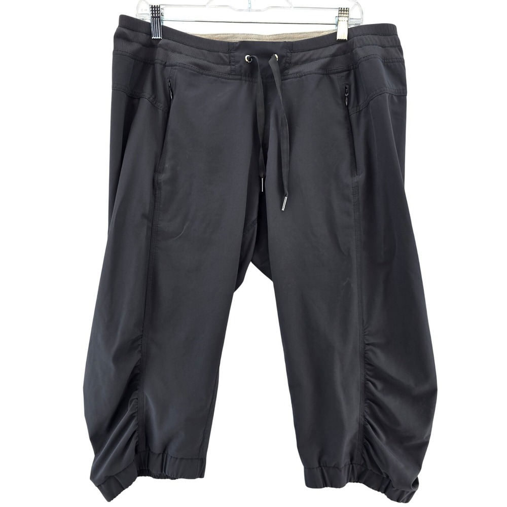Calvin‎ Klein Performance Capri Pants Womens XL Cropped Drawstring Grey Mid Rise